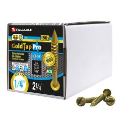 Concrete Screws - 1/4" x 2 1/4" - Gold Seal - 150/Pkg