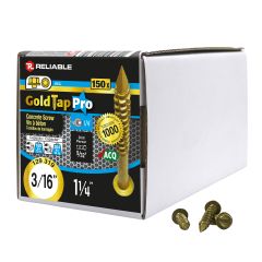 Concrete Screws - 3/16" x 1 1/4" - Gold Seal - 150/Pkg
