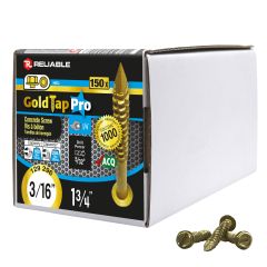 Concrete Screws - 3/16" x 1 3/4" - Gold Seal - 150/Pkg