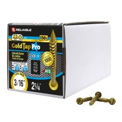 Concrete Screws - 3/16" x 2-1/4" - Gold Seal - 150/Pkg