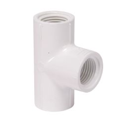 "T" fileté, 1 1/2", blanc