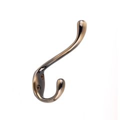 Crochet à vêtements robuste, laiton antique, 5 1/2"