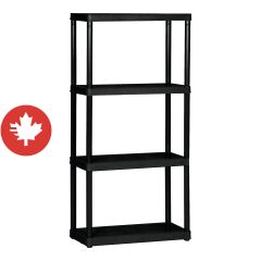 4-Shelf Storage Unit - Black - 24" L x 48" H x 12" D