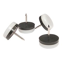 Nail-On Glides with Cushioned Polypropylene Base - White - 26 mm - 4/Pkg