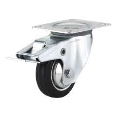 Euro Series Industrial Rubber Casters - Model: Swivel / Lock - 3 1/8"