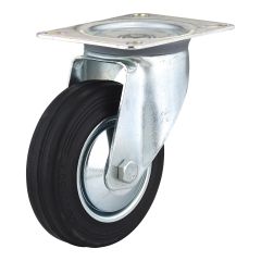 Euro Series Industrial Rubber Casters - Model: Swivel - 4"