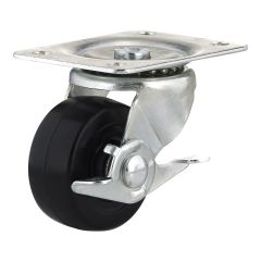 Industrial Black General-Duty Rubber Casters - Model: Swivel / Lock - 2 1/2" x 82 mm