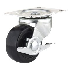 Industrial Black General-Duty Rubber Casters - Model: Swivel / Lock - 3" x 96.5 mm