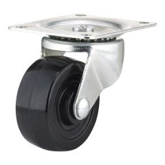 Industrial Black General-Duty Rubber Casters - Model: Swivel - 3" x 96.5 mm