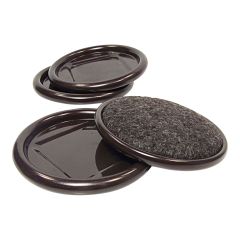 Carpet Base and Metal Round Shell Cups - Gray - 3" - 4/Pkg