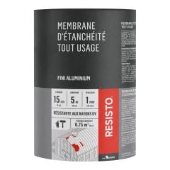 Membrane d'étanchéité tout usage, aluminium, 6" x 16'