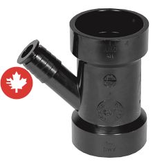 Raccord en Y pour lave-vaisselle ABS DWV, 1 1/2" x 1 1/2" x 1/2", femelle, noir