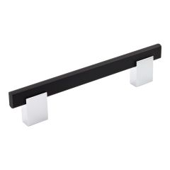 Madison Contemporary Metal and Aluminum Pull  - Chrome/Black Matte - 128 mm