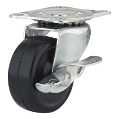Industrial Black General-Duty Rubber Casters - Model: Swivel - 1 9/16" x 51 mm