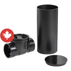 Clapet antiretour ABS-DWV avec chemise, 3", femelle, noir