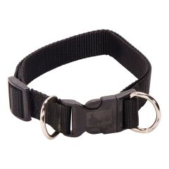 Collier à chien ajustable en nylon, noir, 1" x 16" à 26"