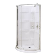 Round Corner Shower - Charlotte - 34" x 34" x 76" - White and Chrome