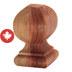 Boule Williamsburg en bois traité brun, 4" x 4" x 6"