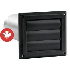 Plastic Louvered Exhaust  - Black - 6"