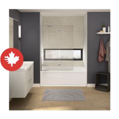 Duo écran de baignoire, Axial, 42" x 58", verre trempé