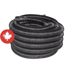 Tuyau de drainage, non-perforé, noir, 6" x 30 m