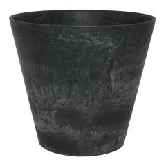 Claire Flower Pot - Stone Style - 9" - Black