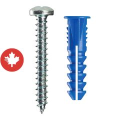 Chevilles en plastique, 376 lb, 20/pqt, #8-10 x 1 1/4"