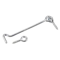 Crochet et anneau à barrière, zinc, 6", 2/pqt