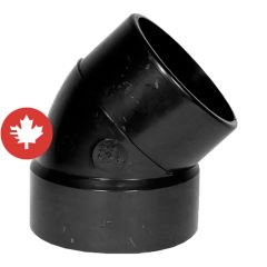 Coude 45° en ABS DWV, court, 1 1/2", fem. x mâle, noir