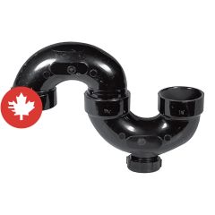 Siphon en S en ABS DWV avec bouchon, 1 1/2" x 1 1/2", femelle, noir