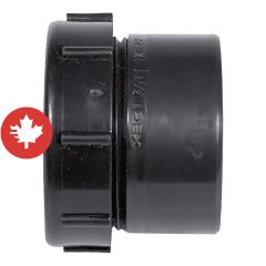 Adaptateur de siphon mâle en ABS DWV, 1 1/2" X 1 1/4", mâle x écrou plast., noir