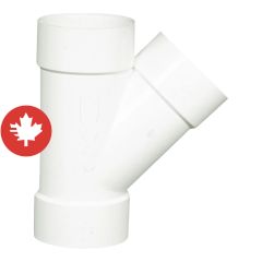PVC/BNQ 45° Wye Fitting - 4" - Hub - White