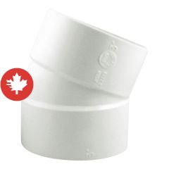 PVC/BNQ 22 1/2° Elbow - 4" - Hub - White