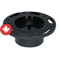 Bride de toilette réglable à affleurement en ABS DWV avec bouchon d'essai, 4" x 3", femelle, noir