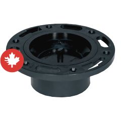 Bride de toilette ajustable en ABS DWV avec bouchon d'essai, 4" x 3", femelle, noir