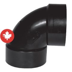 Coude 90° en ABS DWV, court, 3", femelle, noir