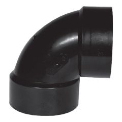 Coude 90° en ABS DWV, court, 3", femelle, noir