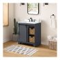 Meuble-lavabo, Balboa, avec paniers, 1 porte/4 étagères, charbon, 30" x 34,5"