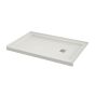 Base de douche, B3Square, 59 7/8" x 35 7/8", drain à droite, blanc