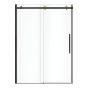 Porte de douche coulissante, Vela, 56 1/2" - 59" x 78 3/4", verre clair, noir mat/or brossé