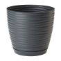 Ceramic Pot With Saucer  - Anthracite - 17 cm