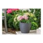 Ceramic Pot With Saucer  - Anthracite - 17 cm