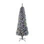 Sapin de Noël, enneigé, 200 lumières blanches et multicolores, 7'
