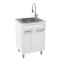 Cuve à lavage avec meuble en mélamine, blanc