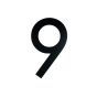Black Contemporary 9" House Number - 9