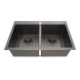 Double Kitchen Sink - Malawi - 50/50 Stainless Steel and Black - 31" x 20" x 9"