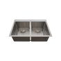 Évier de cuisine double, Lixia, 50/50 acier inoxydable, 31" x 20" x 9"