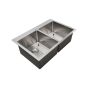Évier de cuisine double, Lixia, 50/50 acier inoxydable, 31" x 20" x 9"