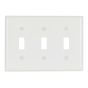 Plaque murale 3 interrupteur, plastique, blanc