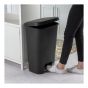 Poubelle à pédale, noir mat, 45 l